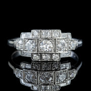 Old Cut Diamond Cluster Ring Platinum 1Ct Of Diamond