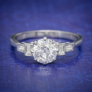 Old Cut Diamond Engagement Ring Platinum 1.65Ct Solitaire