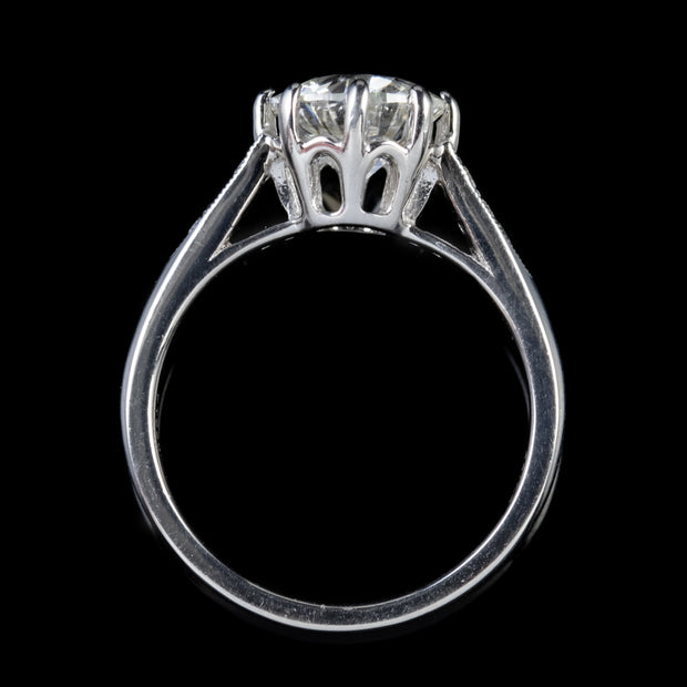 Edwardian Style Diamond Solitaire Ring 1.78ct Diamond With Cert