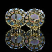 Victorian Style Opal Cluster Earrings Silver 18Ct Gold Gilt Studs back
