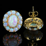 Victorian Style Opal Cluster Earrings Silver 18Ct Gold Gilt Studs add