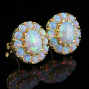 Victorian Style Opal Cluster Earrings Silver 18Ct Gold Gilt Studs side
