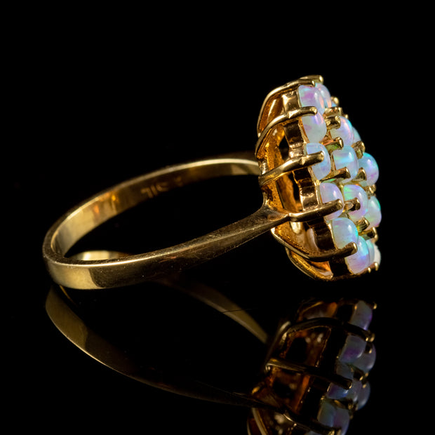 Opal Cluster Ring 18Ct Gold Silver