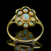 Victorian Style Opal Cluster Ring Silver 18ct Gold Gilt back