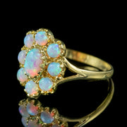 Victorian Style Opal Cluster Ring Silver 18ct Gold Gilt side