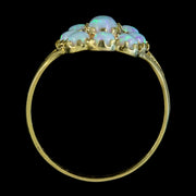 Victorian Style Opal Cluster Ring Silver 18ct Gold Gilt top