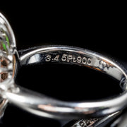 Opal Diamond Cluster Ring Platinum 3.4Ct Opal Circa 1960