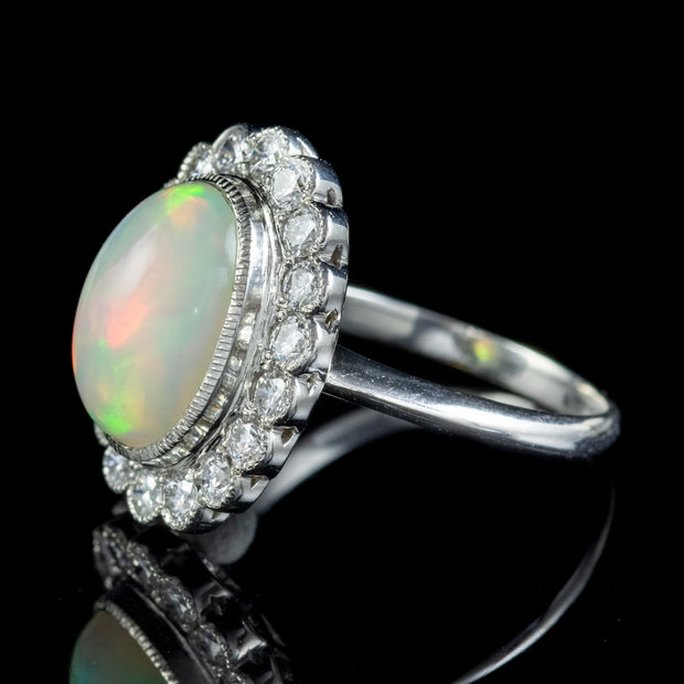 Opal Diamond Ring Platinum 4ct Natural Opal 1.60ct Diamonds