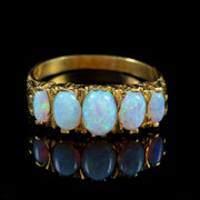 Opal Five Stone Ring 18Ct Gold Silver