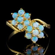 Victorian Style Opal Flower Cluster Twist Ring Silver 18Ct Gold Gilt