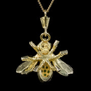Opal Insect Pendant Necklace 18Ct Gold On Silver Natural Opals