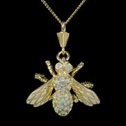 Opal Insect Pendant Necklace 18Ct Gold On Silver Natural Opals