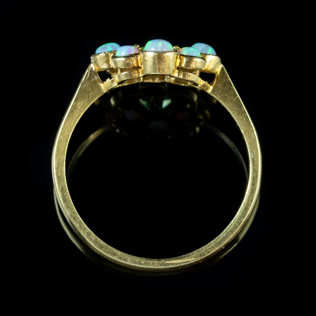 Opal Peridot Ring 18Ct Gold On Silver