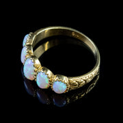 Victorian Style Opal Five Stone Ring 18ct Gold On Silver