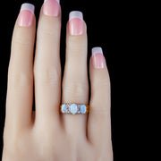 Victorian Style Opal Trilogy Ring 18ct Gold On Silver