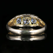 Old Cushion Cut Diamond Trilogy Ring 0.80Ct 18Ct Gold