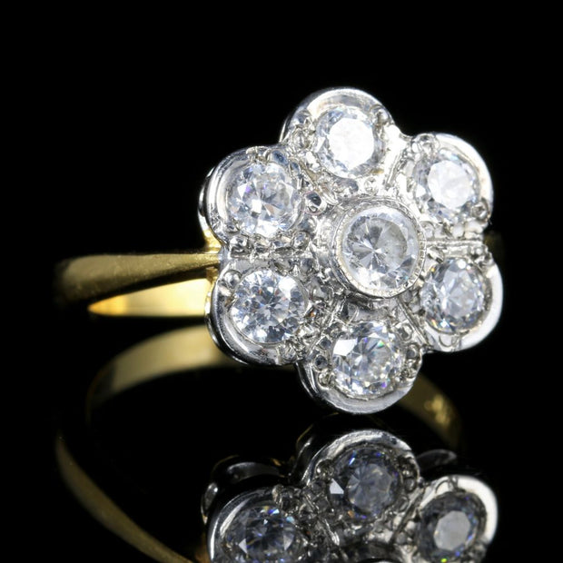 Old Cut Paste Cluster Ring 18Ct Gold On Silver