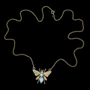 Opal Butterfly Pendant Necklace 18ct Gold Silver