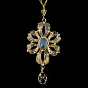 Opal Moonstone Amethyst Pendant Necklace Sterling Silver 18ct Gold Gilt