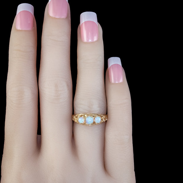 Opal Trilogy Ring 9ct Yellow Gold