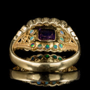 Opal Amethyst Cluster Ring 9Ct Gold On Silver