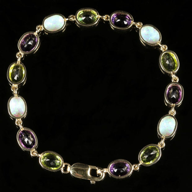 Edwardian Suffragette Style Opal Amethyst Peridot Bracelet 9ct Gold