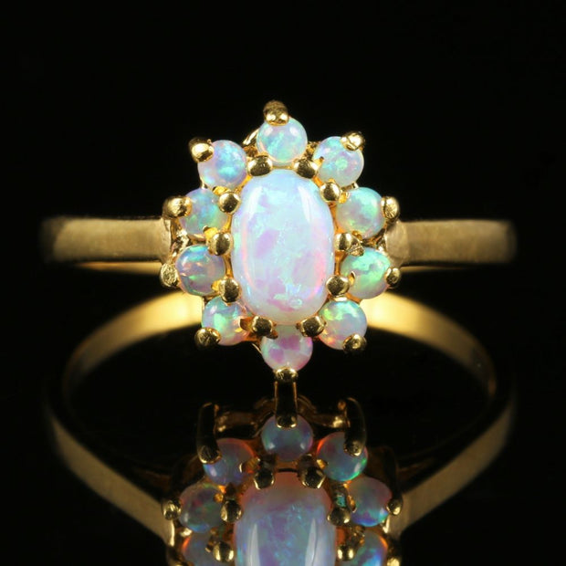 Opal Cluster Ring Gold On Silver