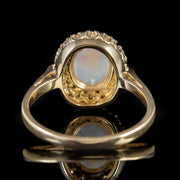 Opal Diamond Cluster Ring 9Ct Yellow Gold