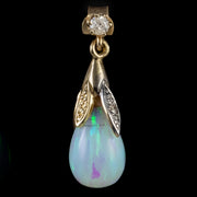 Opal Diamond Drop Earrings 9Ct Gold