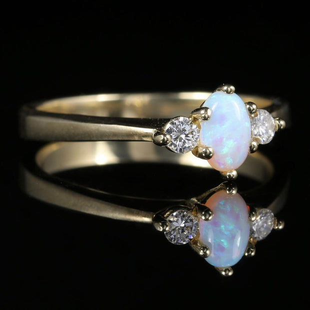 Opal Diamond Ring 9Ct Gold