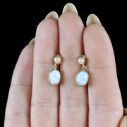 Opal Drop Earrings 9Ct Gold Pearl