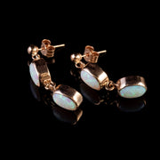 Victorian Style Opal Drop Earrings 9Ct Rose Gold