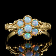 Opal Flower Ring 18Ct Gold On Silver