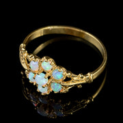 Opal Flower Ring 18Ct Gold On Silver