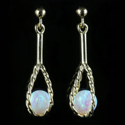 Opal Gold Earrings 9Ct Gold Basket With An Opal