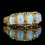 OPAL GOLD FIVE STONE RING FANCY ENGRAVING