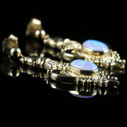 Victorian Style Opal Gold Long Earrings 9Ct Gold
