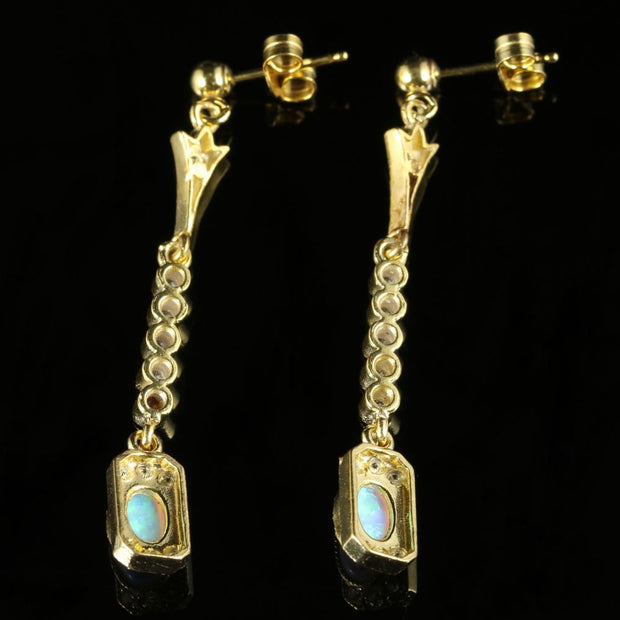 Opal Paste Long Earrings 18Ct Gold On Silver