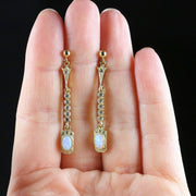 Opal Paste Long Earrings 18Ct Gold On Silver