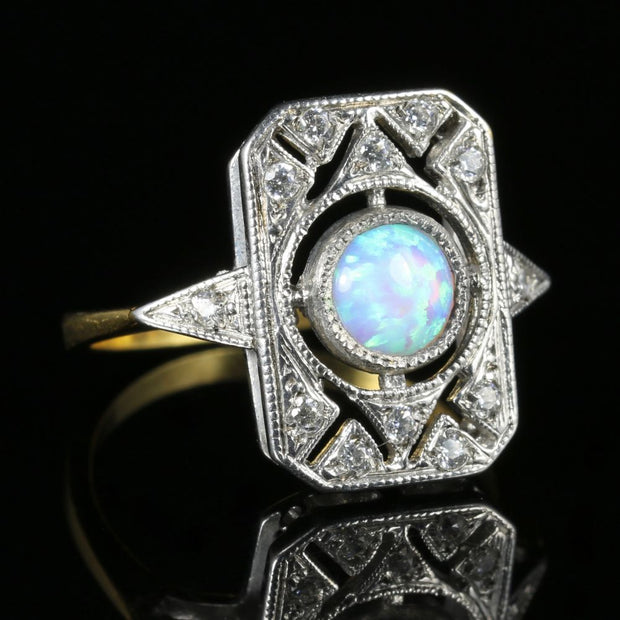 Opal Paste Stone Ring 18Ct Gold On Silver