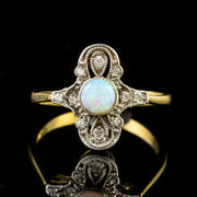 Edwardian Style Opal Cluster Ring Silver 9ct Gold
