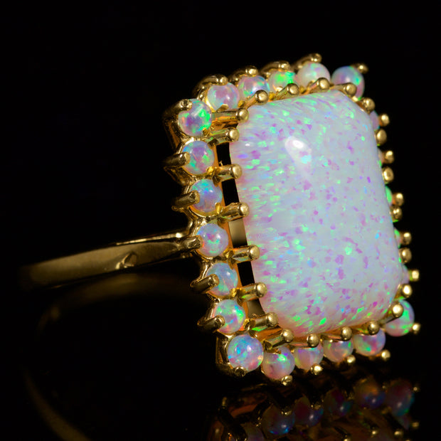 Opal Ring Large 18Ct Gold On Silver