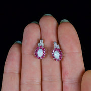 Opal Ruby Diamond Earrings Silver Earrings
