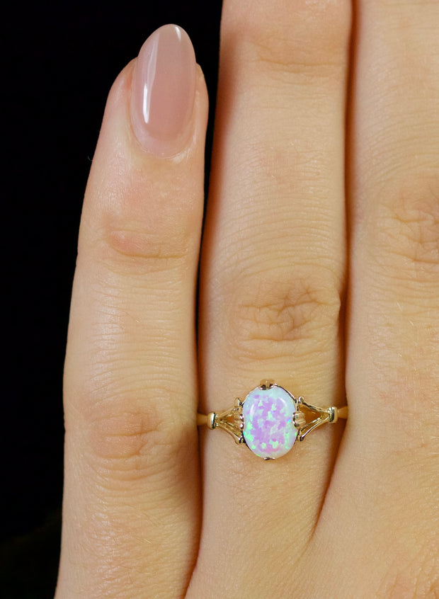 Opal Solitaire Ring 9Ct Gold Ring