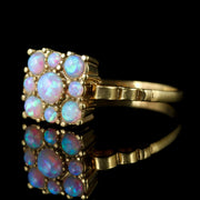 Victorian Style Opal Square Ring 18Ct Gold On Silver Ring