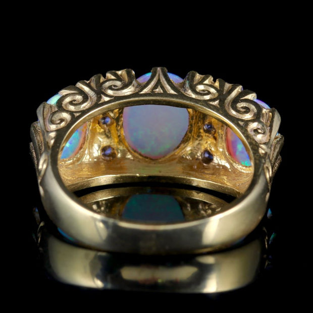 Victorian Style Opal CZ Trilogy Ring