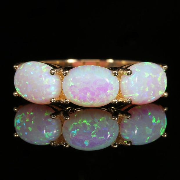Opal Trilogy Ring 9Ct Yellow Gold 1.10Ct Opal