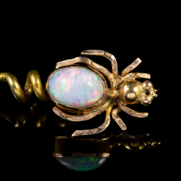 Antique Victorian Opal Spider Pin 15Ct Gold Boxed Circa 1900