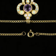 Opal And Amethyst Pendant Necklace 9Ct Gold On Silver