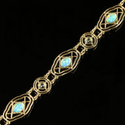 Opal Blue Topaz Bracelet 9Ct Yellow Gold
